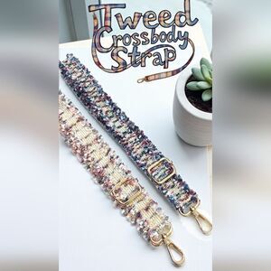 Multicolor Woven Tweed Crossbody Strap with Gold Accents New In PACKAGE